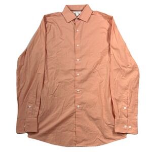 Bar III Chambray Dress Shirt‎ Mens Small 14-14.5 Apricot Stretch NEW
